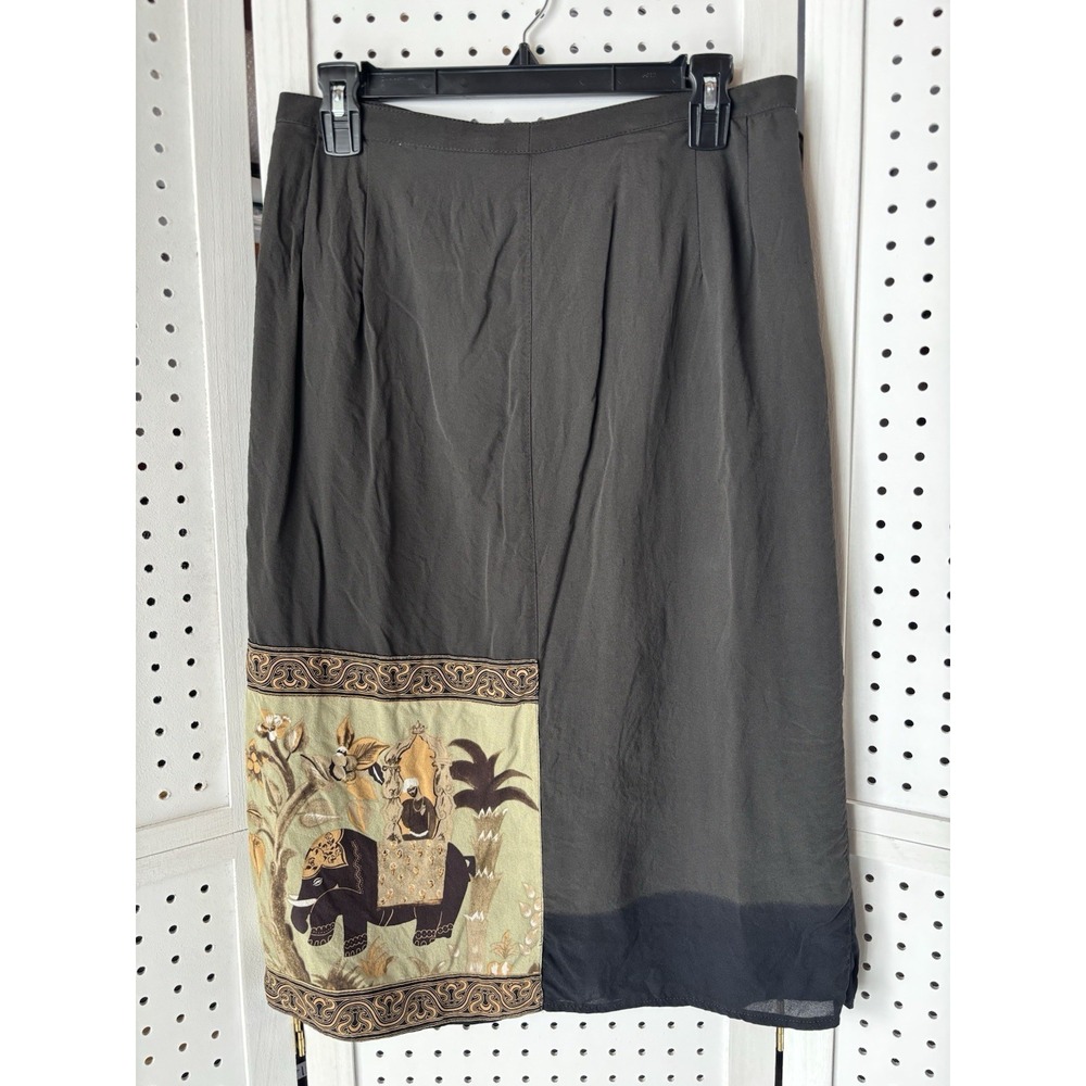 African Safari Elephant Print Boho Maxi Skirt Unsized 30" Waist Unbranded